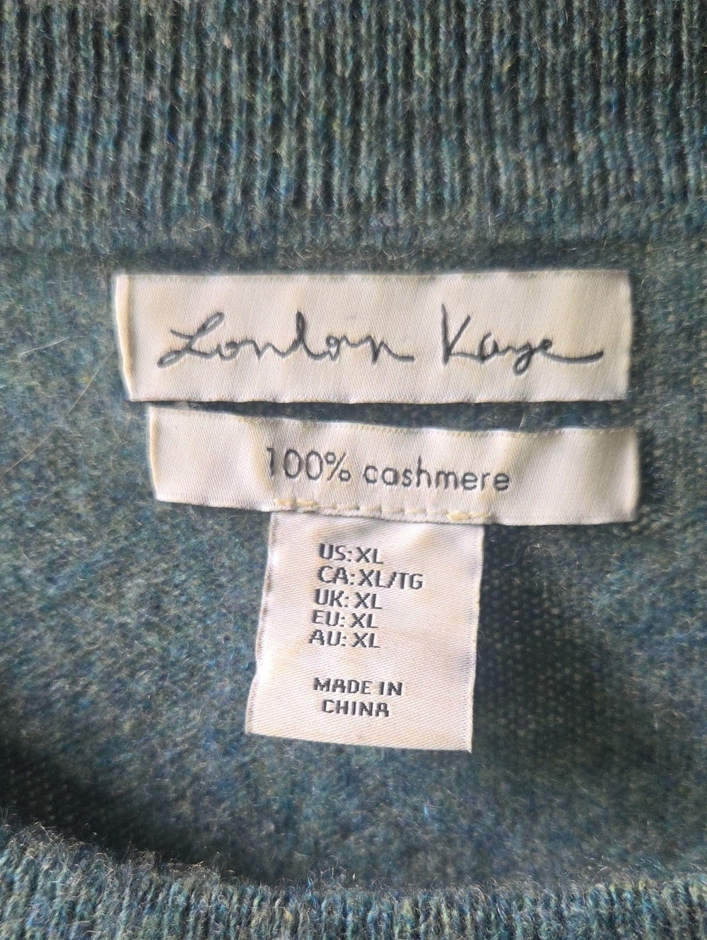 100% Cashmere London Kaye Teal Crewneck Sweater Womens Size XL  Soft And Cozy - Picture 3 of 6